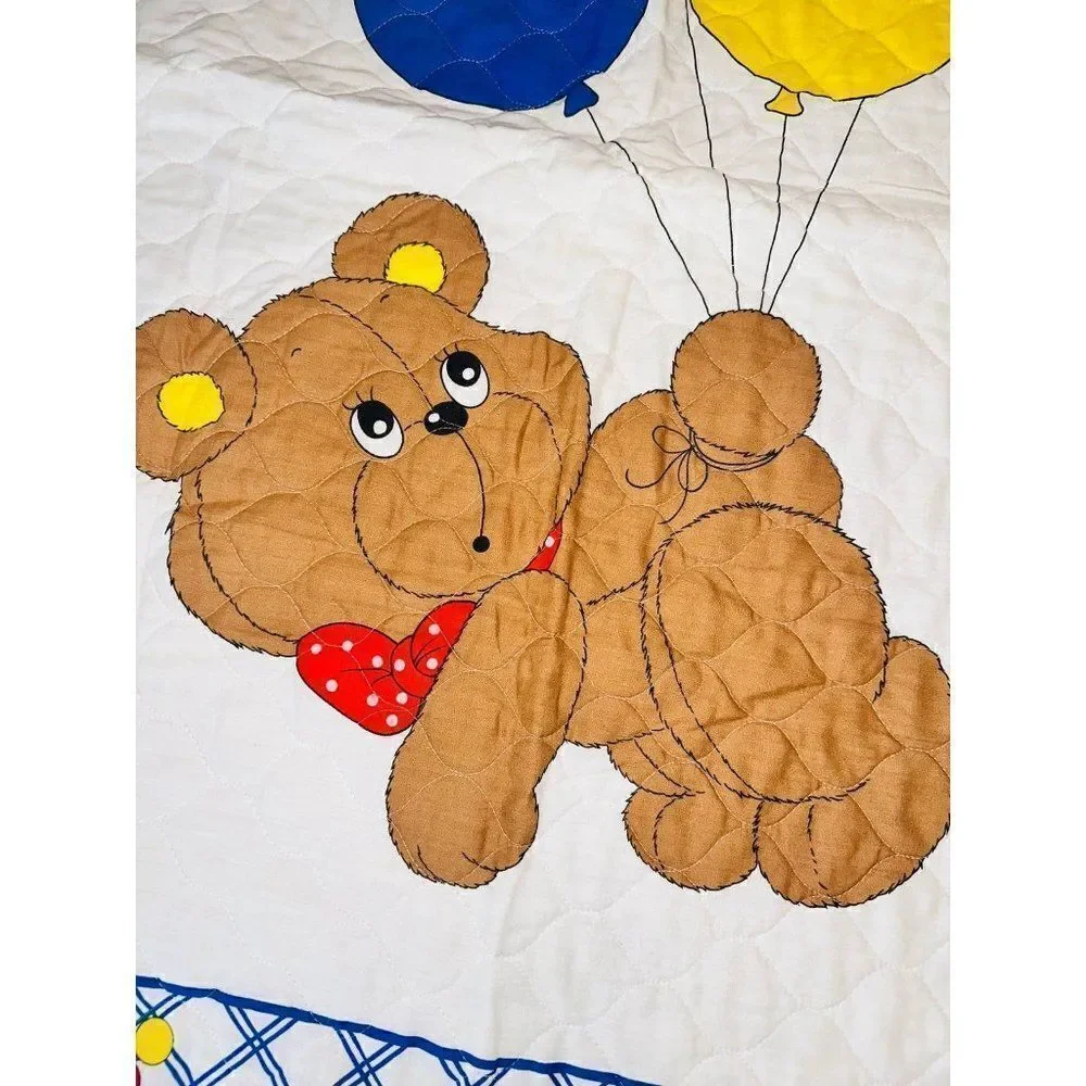 Vintage baby‎ nursey comforter that's my boy bear balloon reversible retro